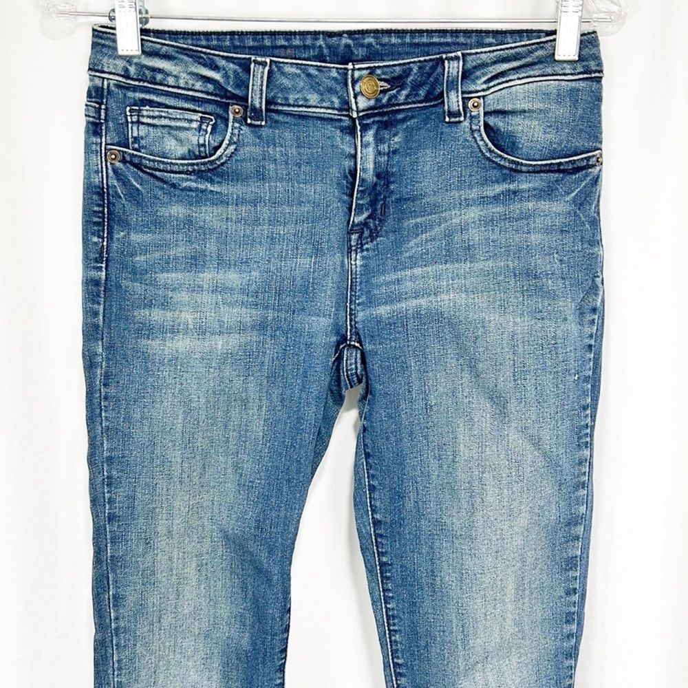 Michael Kors Women's Sz 12 Blue Medium Wash Denim Released Hem Izzy Skinny Jeans - Picture 3 of 11